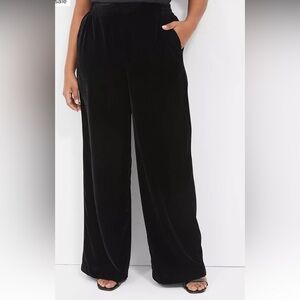 NWT EVERY Black Velvet Wide-Leg Pull On Elastic Pants